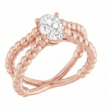 Gold Solitaire Ring Old Mine Cut Natural Earth Mined Diamond Beaded Style 3 Carats