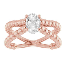 Gold Solitaire Ring Old Mine Cut Real Diamond Beaded Style 3 Carats