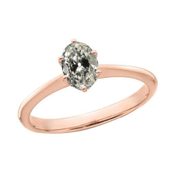 Gold Solitaire Ring Oval Old Cut Natural Earth Mined Diamond Women's Jewellery 2.50 Carats