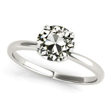 Gold Solitaire Ring Round Old Cut Natural Diamond Tapered Shank 2 Carats