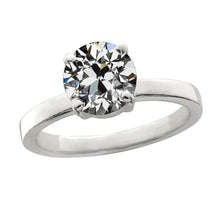 Gold Solitaire Ring Round Old Mine Cut Real Diamond 4 Prong Set 2 Carats