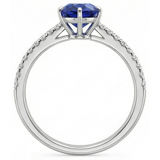 Gold Solitaire Ring With Accents Sri Lankan Sapphire Pear Cut 5 Carats