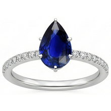 Gold Solitaire Ring With Accents Sri Lankan Sapphire Pear Cut 5 Carats