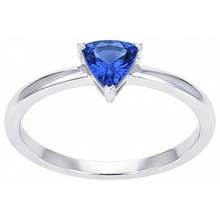 Gold Solitaire Trillion Sri Lankan Sapphire Ring 0.50 Carats Jewellery