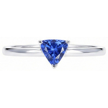 Gold Solitaire Trillion Sri Lankan Sapphire Ring 0.50 Carats Jewellery