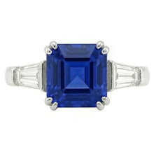 natural asscher sapphire 2.50ct ring front view