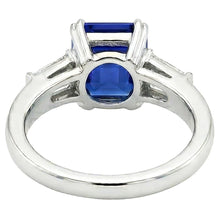 natural asscher sapphire 2.50ct ring top view