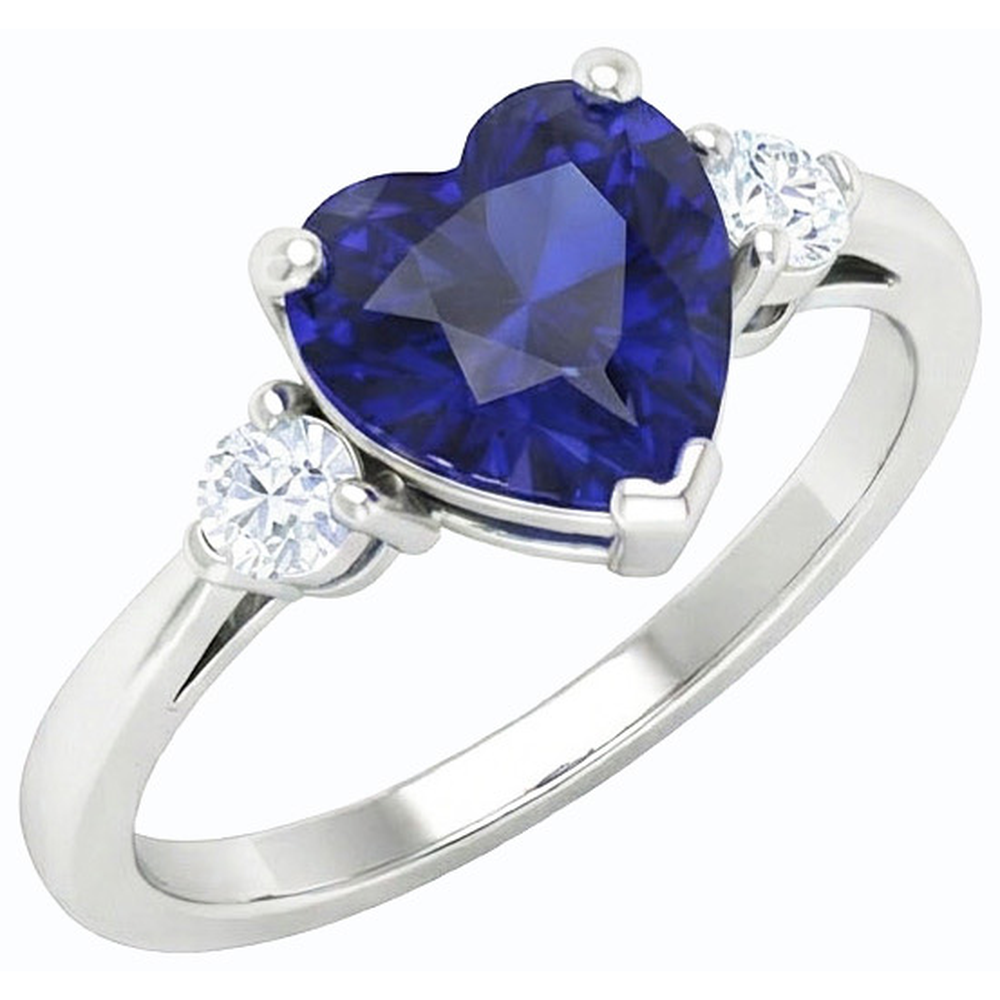 natural round sapphire 2ct ring front view