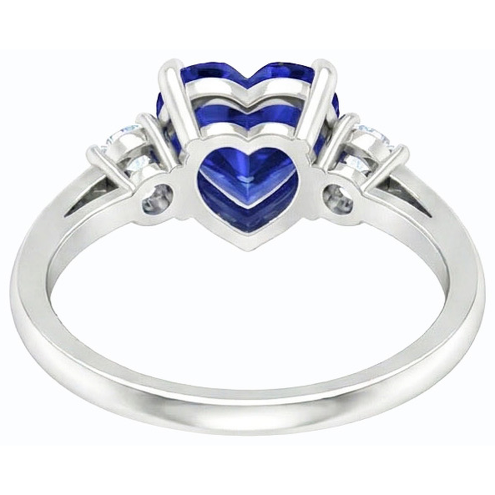 natural round sapphire 2ct ring profile view