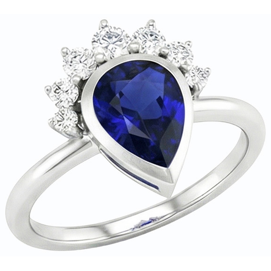 Gold Wedding Ring Bezel Set Ceylon Sapphire Natural Earth Mined Diamonds 3.50 Carats