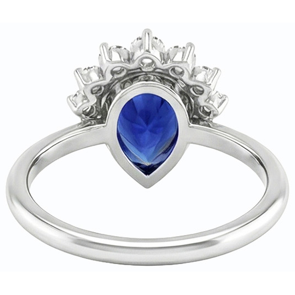 Gold Wedding Ring Bezel Set Ceylon Sapphire Natural Earth Mined Diamonds 3.50 Carats