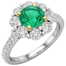 Round Cut Emerald ring in Two-Tone 14K Gold – profile view