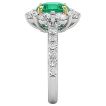 Gemstone Ring Two-Tone 14K Gold with Emerald – top view
