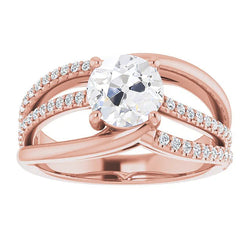 Gold Wedding Ring Old Cut Genuine Round Diamonds 4 Carats 14K Rose Gold