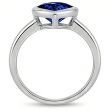 Gold Women's Engagement Heart Bezel Set Blue Sapphire Ring 3 Carats