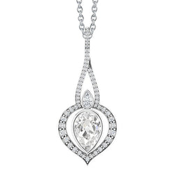 Brilliant Diamond Drop Pendant – Bezel Set 1.50 ct 14K White Gold