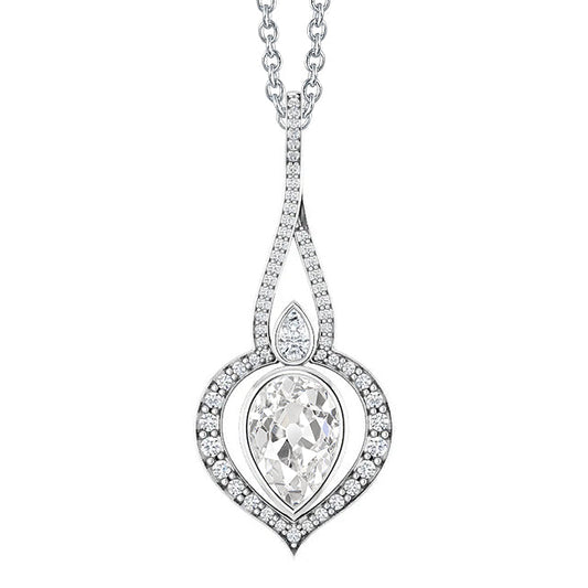 Natural Brilliant Diamond Drop Pendant 1.50 ct 14K White Gold – main view