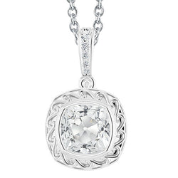 14 Karat White Gold Bezel-Set Diamond Drop Pendant 5 ct