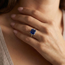 Gold 3 Stone Natural Earth Mined Diamond & Blue Sapphire Ring Split Shank 5.25 Carats