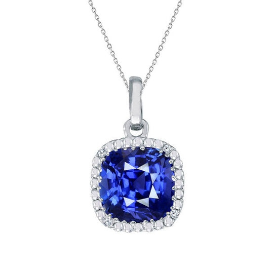 Earth-Mined Cornflower Blue Sapphire Gemstone Pendant – main view