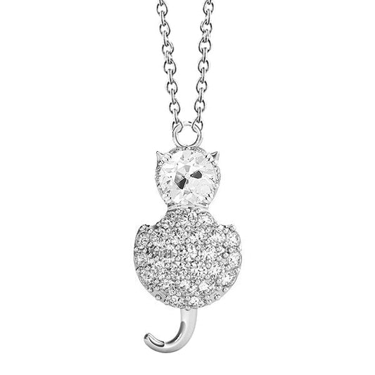 Fine Diamond Antique Cushion Drop Pendant in 14 Karat White Gold – main view