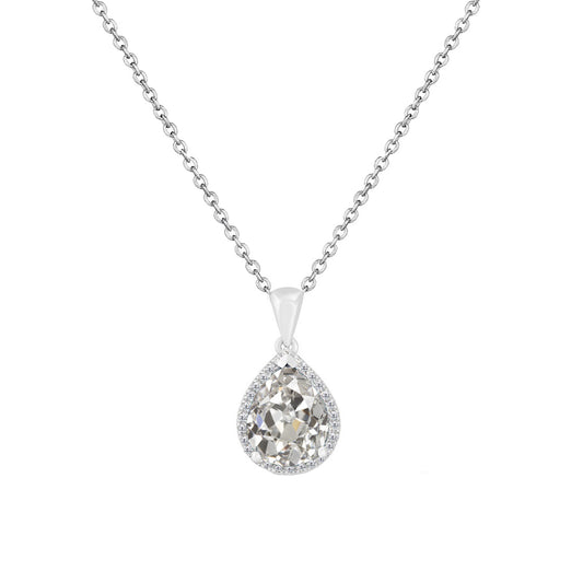 Diamond Antique Cushion Drop Pendant in 14 Karat White Gold – main view