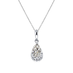 14K White Gold Pendant Necklace with Brilliant Diamond – 2 ct