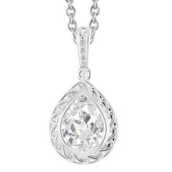 Authentic Antique Cushion Diamond Pendant – 2 ct in 14K White