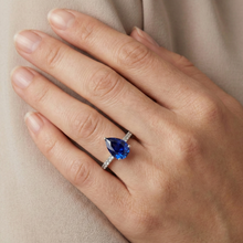 Gold Gemstone Ring Blue Sapphire With Natural Earth Mined Diamond Accents 4 Carats