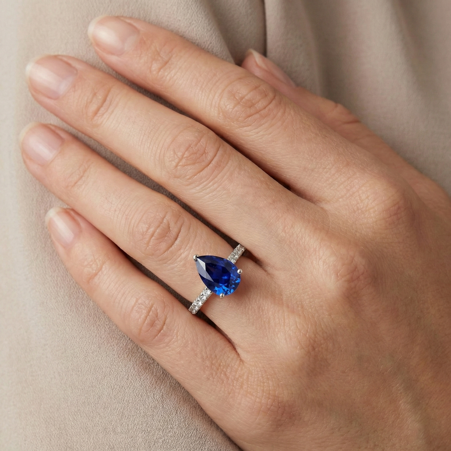 Gold Gemstone Ring Blue Sapphire With Natural Earth Mined Diamond Accents 4 Carats