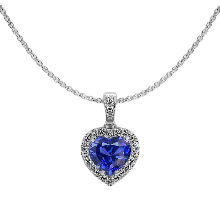 Natural Royal Blue Sapphire Precious Stone Pendant 1.50 ct 14K White Gold – main view