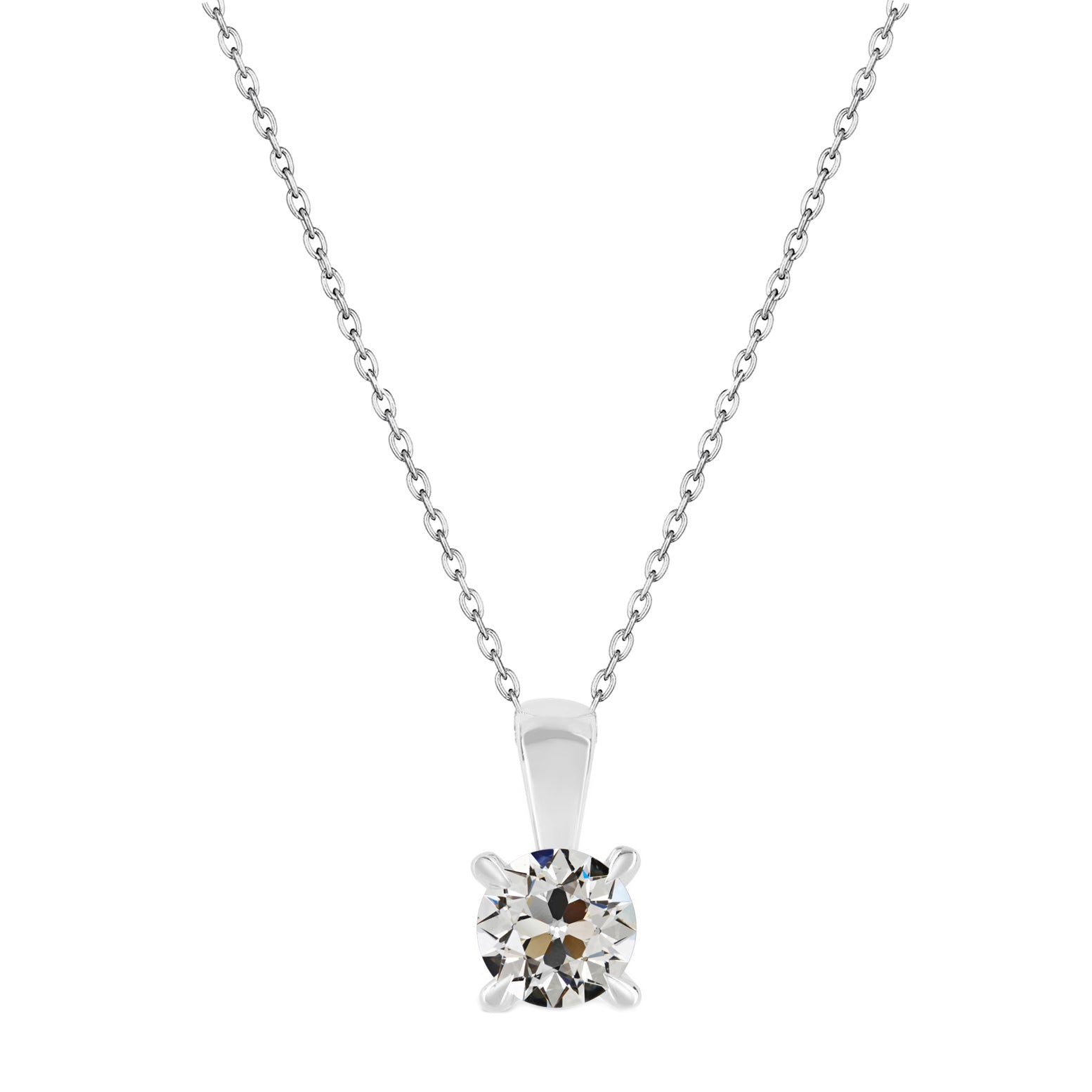 Earth-Mined Fine Diamond Pendant Necklace 1 ct 14K White Gold – main view