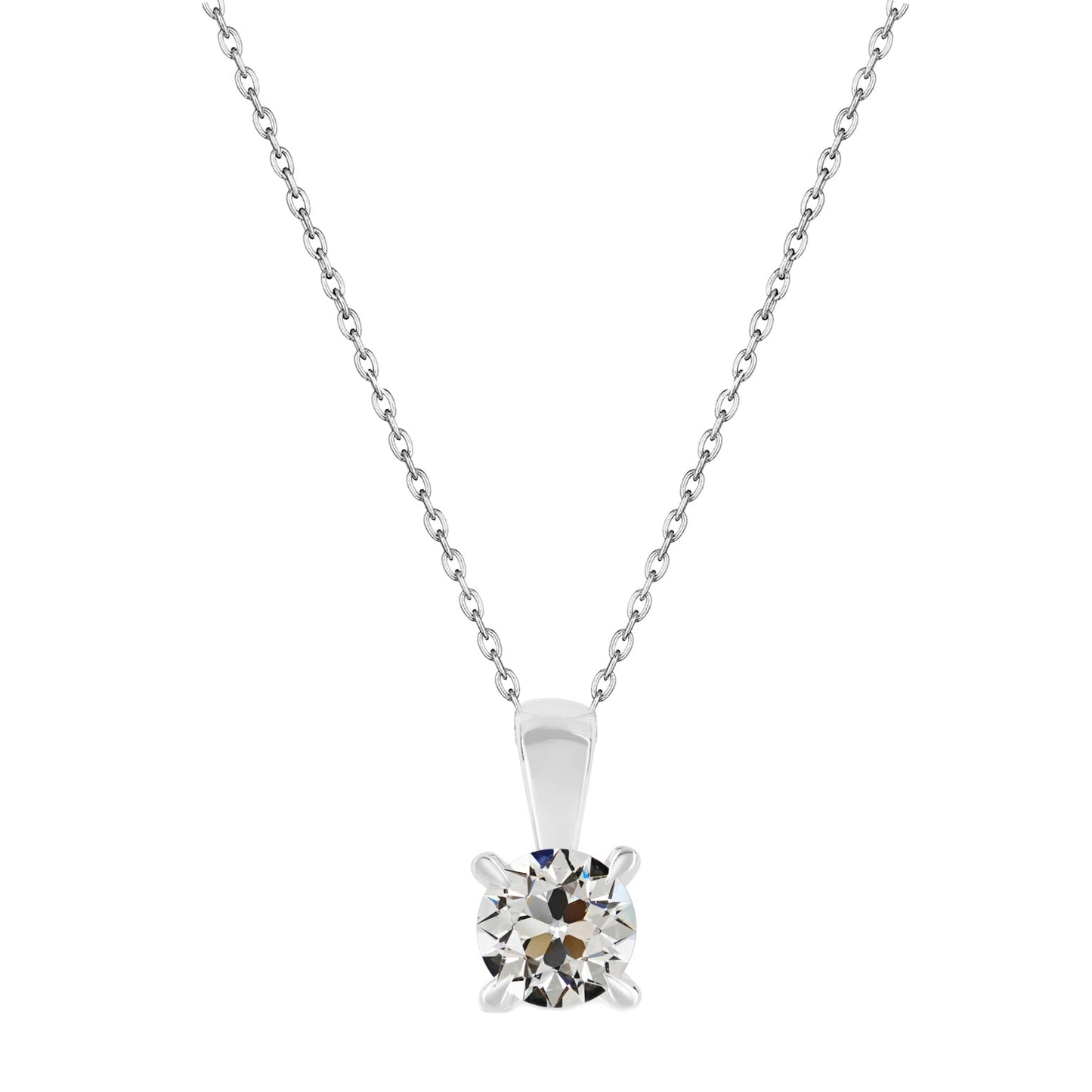 Earth-Mined Fine Diamond Pendant Necklace 1 ct 14K White Gold – main view