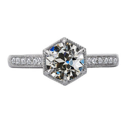 Old Mine Cut Diamond Anniversary Ring 2 ct – 14 Karat White Gold
