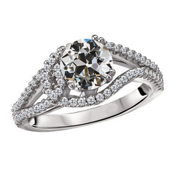 Antique Cushion Diamond Anniversary Ring 2 ct – 14K White Gold