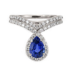Real Wedding Set Blue Sapphire Gemstone Ring 3.50 ct