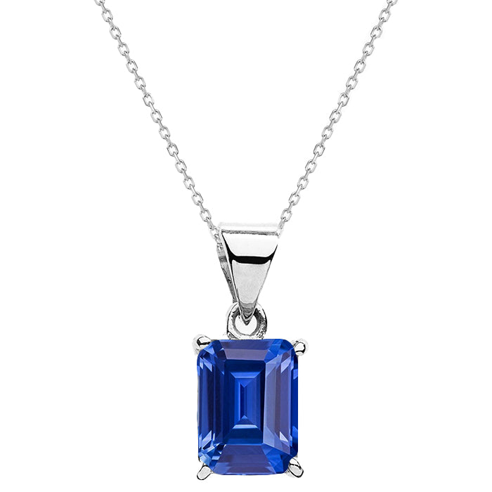 Gemstone Pendant 14 Karat White Gold with Blue Sapphire – main view