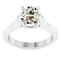 Antique Cushion Brilliant Diamond Single Stone Ring in 14K White