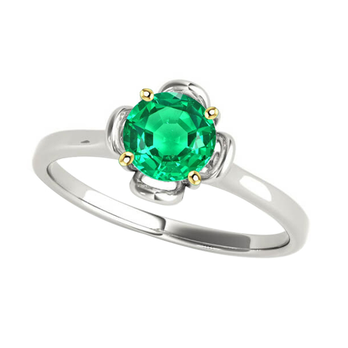 Emerald Gemstone Ring 2-ct Two-Tone 14K Gold – main view