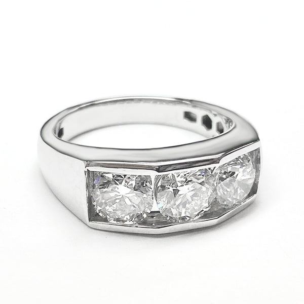 Gold Mens Diamond Ring Round Cut Lab Grown 10K Gents Jewellery
