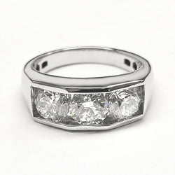 Gold Mens Diamond Ring Round Cut Lab Grown 10K Gents Jewellery