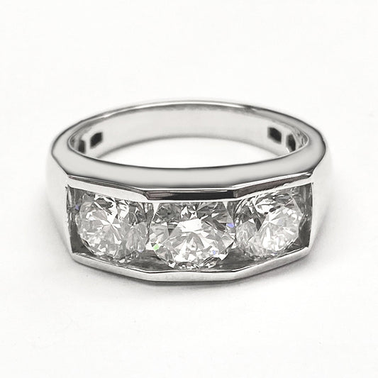 Gold Mens Diamond Ring Round Cut Lab Grown 10K Gents Jewellery