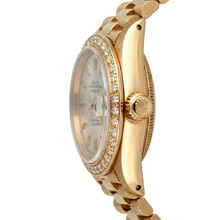 Gold Presidential Rolex Watch White Stick Dial Diamond Bezel Dj