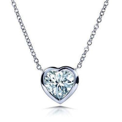 Gorgeous 2 Ct Natural Heart Cut Diamond Pendant Bezel Setting White Gold 14K