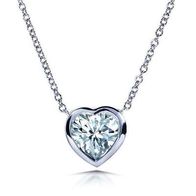 Gorgeous 2 Ct Natural Heart Cut Diamond Pendant Bezel Setting White Gold 14K