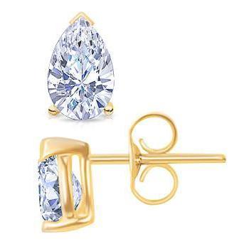 Gorgeous 3 Carat Real Diamonds Stud Earring Yellow Gold Pair Earring