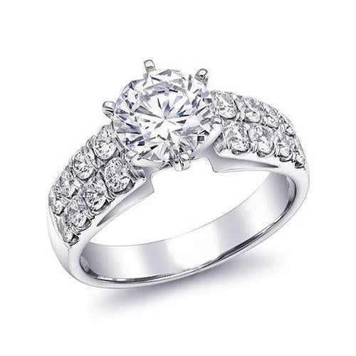 Gorgeous 3.60 Carats Real Round Diamond Engagement Ring White Gold 14K