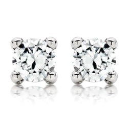 Gorgeous 4 Carats Round Cut Real Diamonds Studs Earring White Gold 14K
