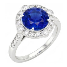 Gorgeous 5.61 Carats Sri Lanka Sapphire Round And Natural Earth Mined DIAMOND ( NOT LAB GROWN ) Gold Ring