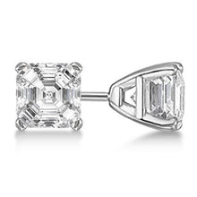 Gorgeous Asscher Cut Real Diamond Stud Earrings 2 Carats White Gold 14K